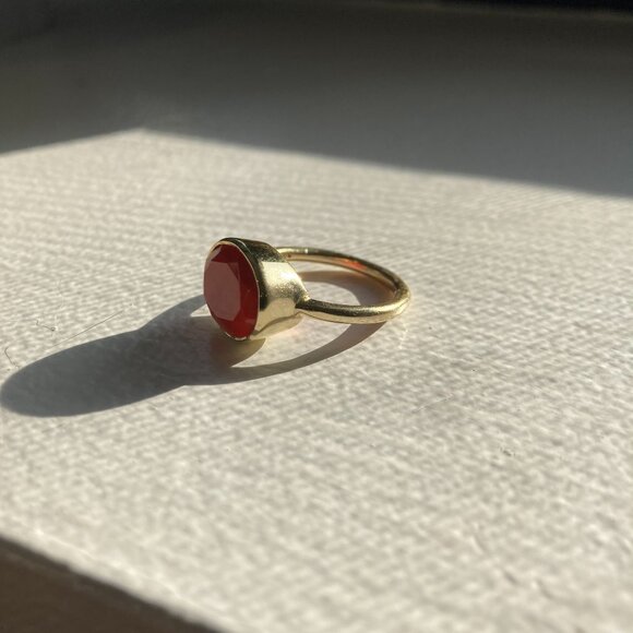 Red 925 silver gold plated gemstone stacking ring - Picture 2 of 4
